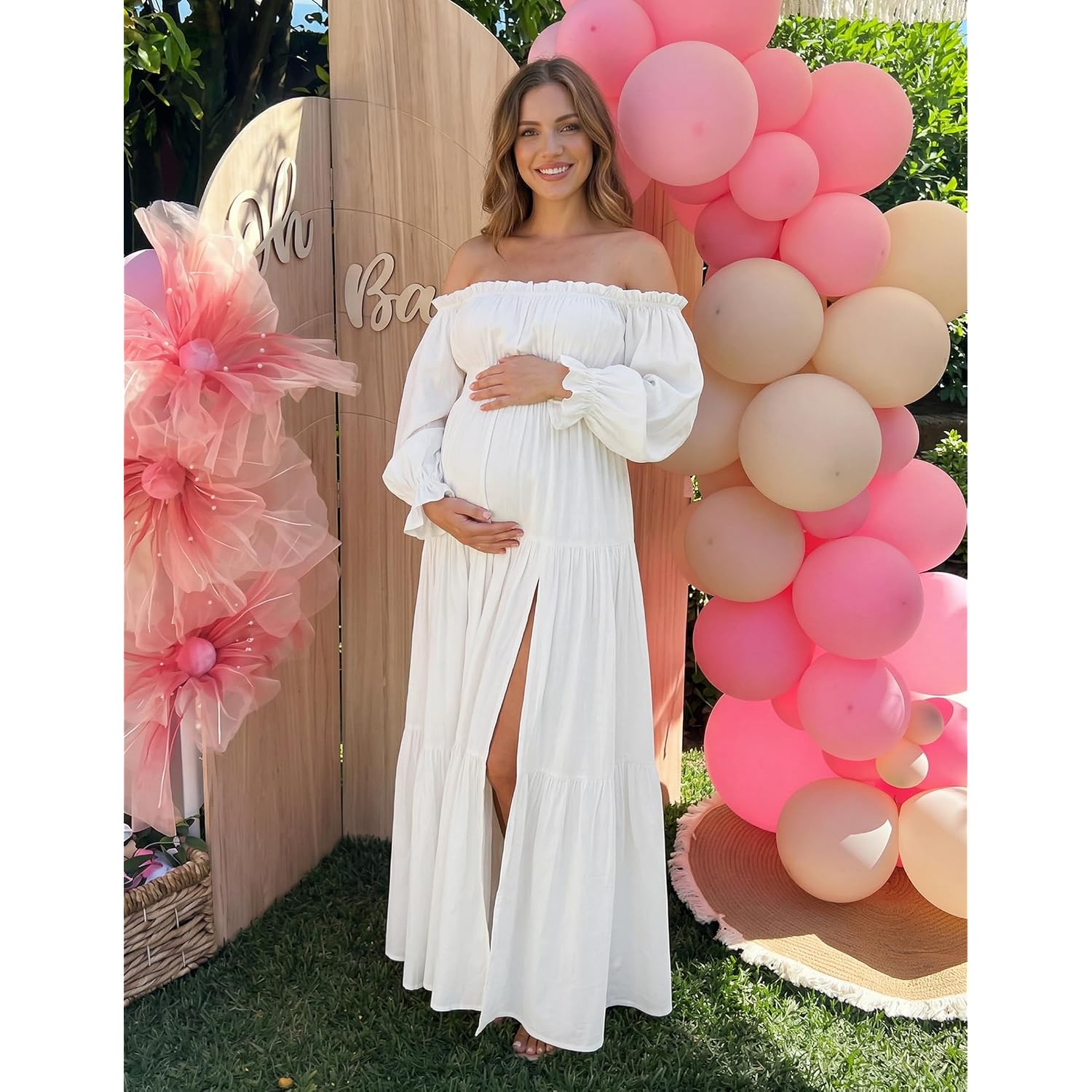 Zesica Women'S Boho Off Shoulder Wedding Guest Dress 2026 Spring Summer Side Split Flowy A Line Long Maxi Dresses