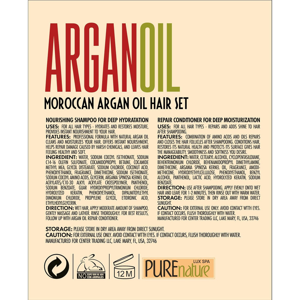 Argan Oil Shampoo And Conditioner Set - Sulfate Free Moroccan Care With Keratin - For Curly, Straight, Dry And Damaged Hair - Moisturizing, Hydrating, Anti Frizz Salon Technology