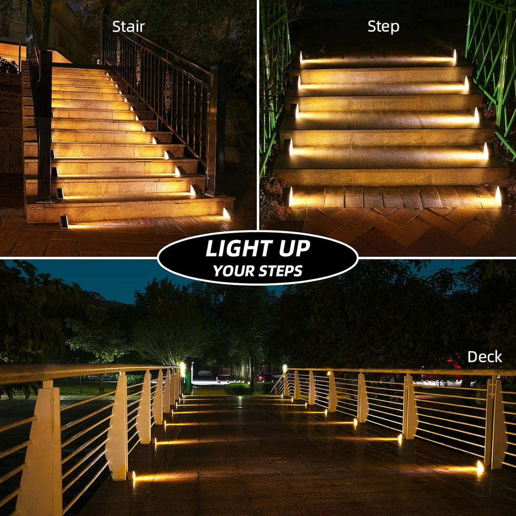 Solar Step Lights,6 Pack Warm White Solar Stair Lights Outdoor Waterproof Ip67 Auto On Off,Solar Lights For Steps,Stair,Patio,Yard,Porch,Front Door,Sidewalk,Deck Decor