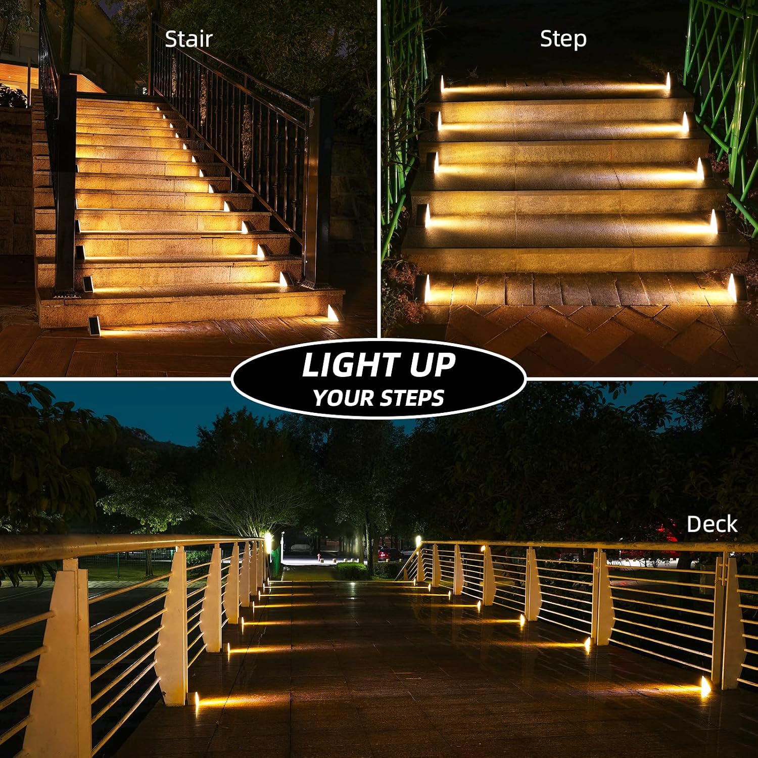 Solar Step Lights,6 Pack Warm White Solar Stair Lights Outdoor Waterproof Ip67 Auto On Off,Solar Lights For Steps,Stair,Patio,Yard,Porch,Front Door,Sidewalk,Deck Decor