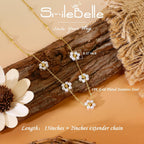 SmileBelle Pearl Necklaces, Daisy Pearls Choker for Women's Pearl Strand Necklaces as Silver and Gold Choker for Teens, Silver Daisy Birthday Gifts 3 Pearls White Necklace as Prom Bridesmaid gifts