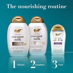 Ogx Nourishing + Coconut Milk Sulfate Free Shampoo And Conditioner Set, Hydrates & Softens Hair, Lipi Pro Shield Technology, Creamy Coconut Milk White Peach & Shea Butter Scent, 2 Items, 2 X 13 Fl Oz