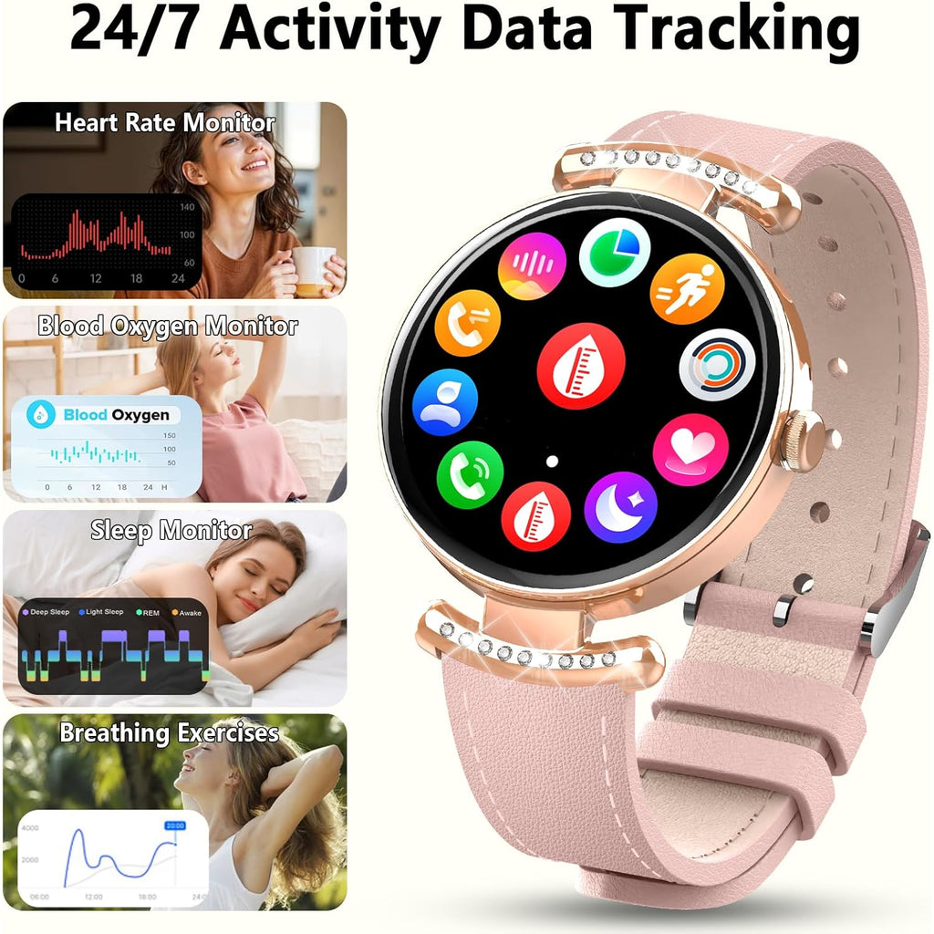 Smart Watches for Women,Answer/Make Call,1.32" AMOLED Ultra-Clear Screen Women Watch with Heart Rate,Sleep Monitor, Fitness Watch for Samsung/Android/iOS,100+ Sports Mode,3ATM Waterproof