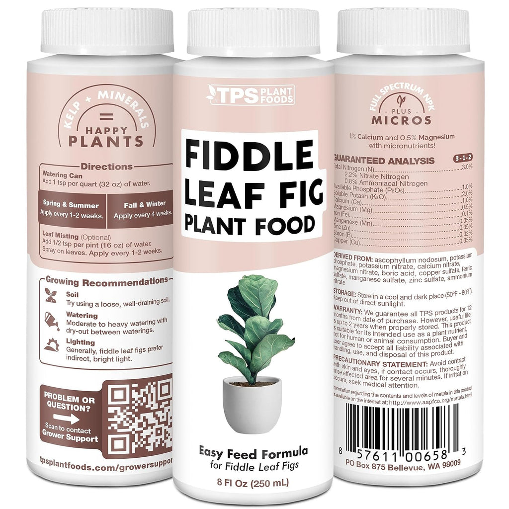 Fiddle Leaf Fig Plant Food – Liquid Fertilizer For Bigger Leaves, Stronger Roots & Healthy New Growth, 8Oz