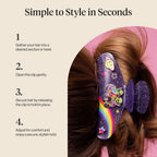 Lisa Frank X Kitsch Purple Glitter Hair Clip For Women – Secure Hold Claw Clip | Sparkly Hair Accessories With Strong Grip | Teens - Zoomer And Zorbit