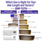 Good Hair Days Grip-Tuth Combs 40415 Set Of 2, Tortoise Shell Color 2 3/4" Wide