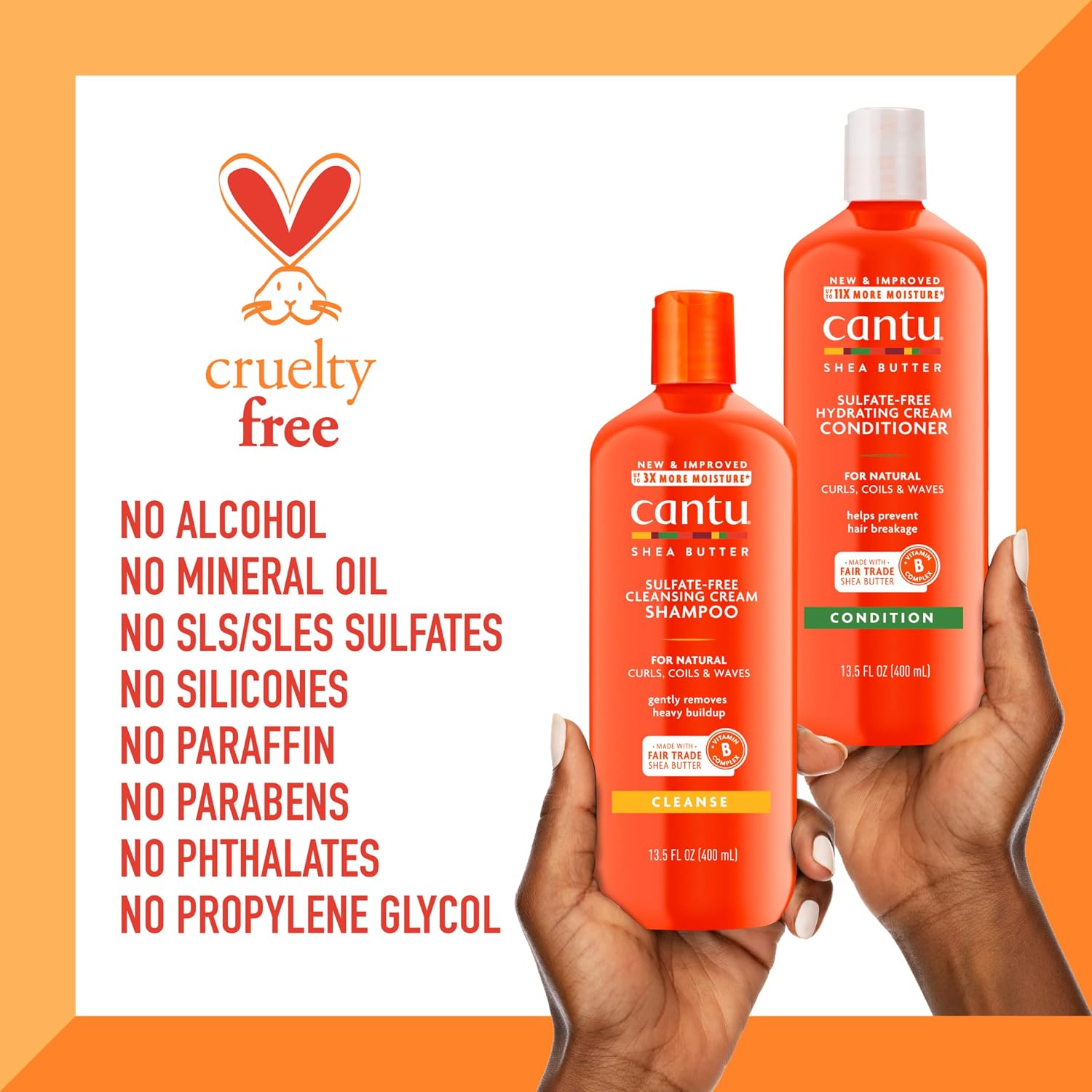 Cantu Shampoo & Conditioner With Shea Butter For Natural Hair, 13.5 Fl Oz (Pack Of 2)