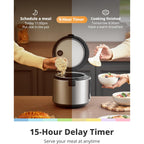 COMFEE' Rice Cooker Upgraded, 6-in-1 Stainless Steel Multi Cooker, Slow Cooker, Steamer, Saute, and Warmer, 2 QT, 8 Cups Cooked(4 Cups Uncooked), Brown Rice, Quinoa and Oatmeal, 6 One-Touch Programs