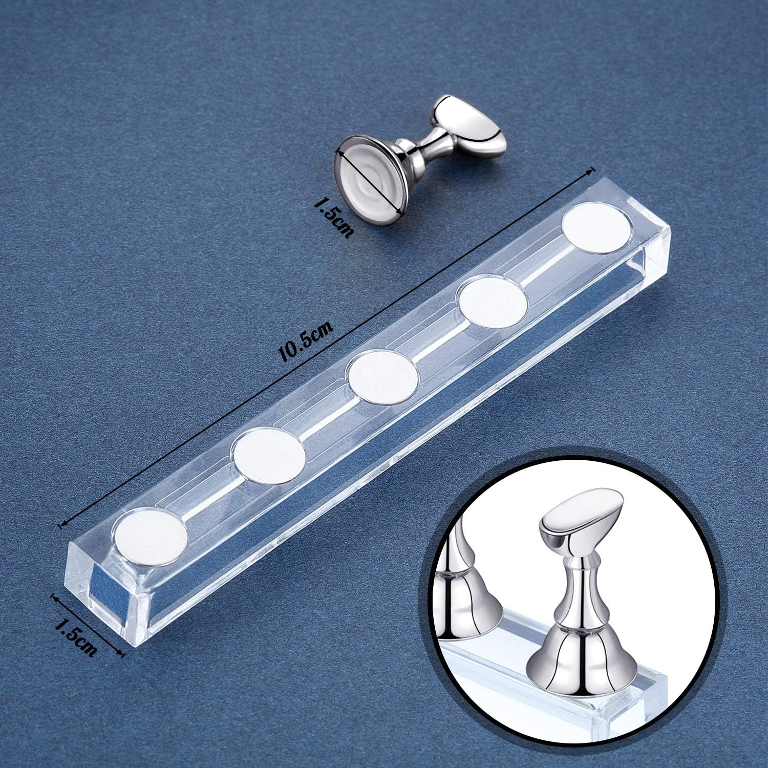 Blulu 2 Sets Nail Stand Press on Nail Holder Magnetic Fake Nails Holder Acrylic Nails Display Practice for Painting Art for False Fingernail Manicure Tool Home DIY Salon Supplies(Silver)