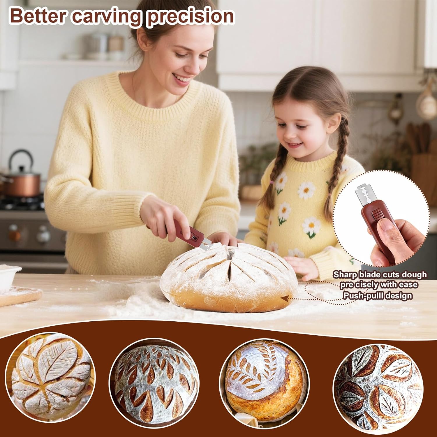 Bread Lame Dough Scoring Tool, Upgraded Lame Bread Tool, Extractable Sourdough Scoring Tool, Bread Scoring Tool with Magnetic, for Sourdough Bread baking Making（Includes 5 Bread Razor Blades）