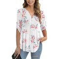 Women'S Plus Size Tops 3/4 Roll Sleeve Shirts V Neck Blouses Tunic Top