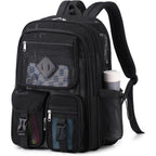 Mesh Backpack For School Heavy Duty See Through Net Bookbag Girls Boys Semi-Transparent Net Back Pack For Beach, Swimming, Sports, Work, Travel (Black)
