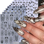 Gothic Nail Stickers Witchy Decals 12PCS Dark Black Goth Nail Art Stickers 3D Self-Adhesive Totem Punk Belt Nails Designs DIY Bat Holiday Nail Supplies French for Acrylic Manicure Decoration