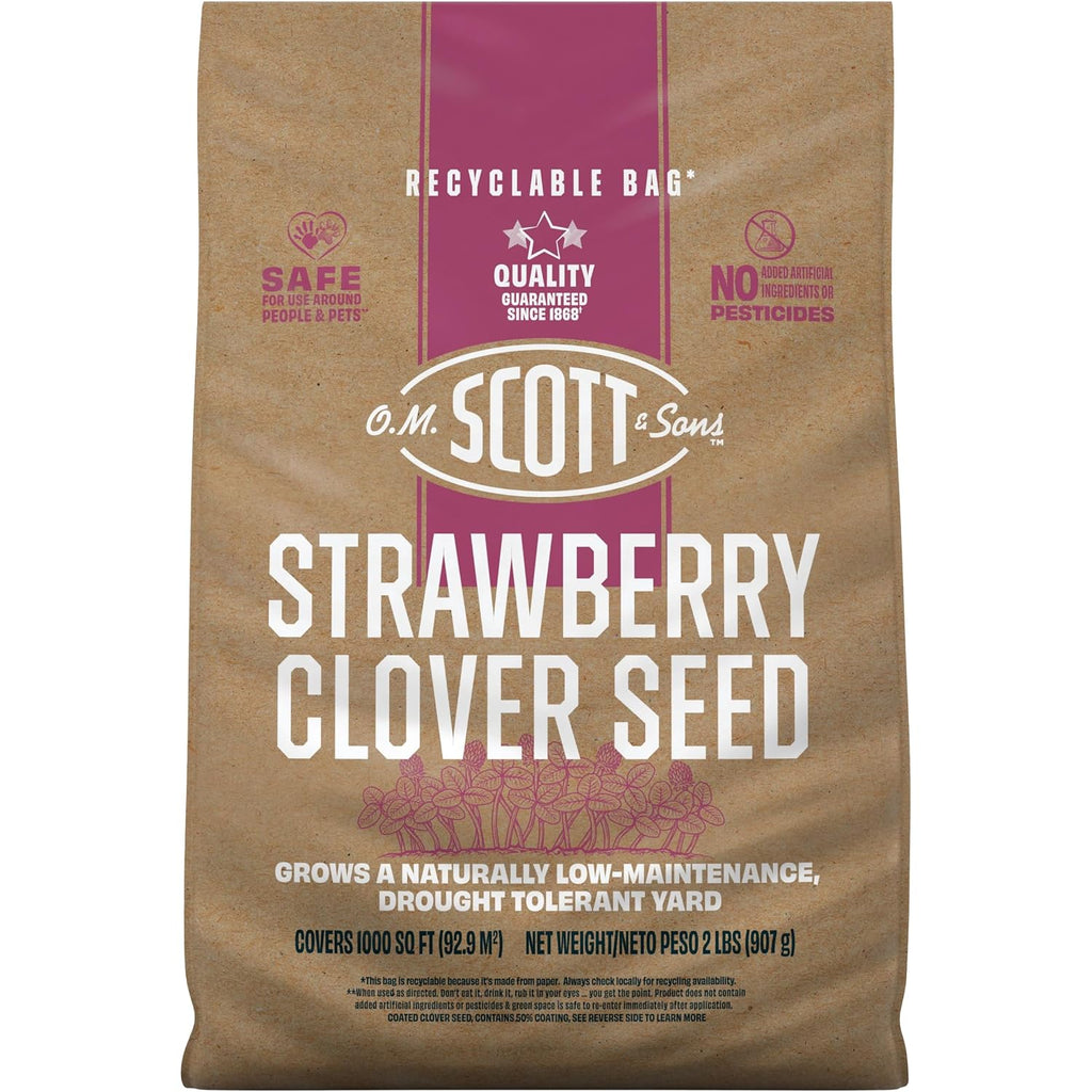 O.M. Scott & Sons Strawberry Clover Seed, 2 Lbs. | Lawn Seed Grows A Naturally Low Maintenance, Drought-Tolerant Lawn, 1,000 Sq. Ft.