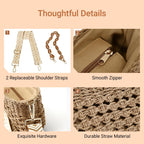 Herald Small Summer Crossbody Bags for Women, Beach Handmade Straw Woven Pocketbooks Handbag Shoulder Purse