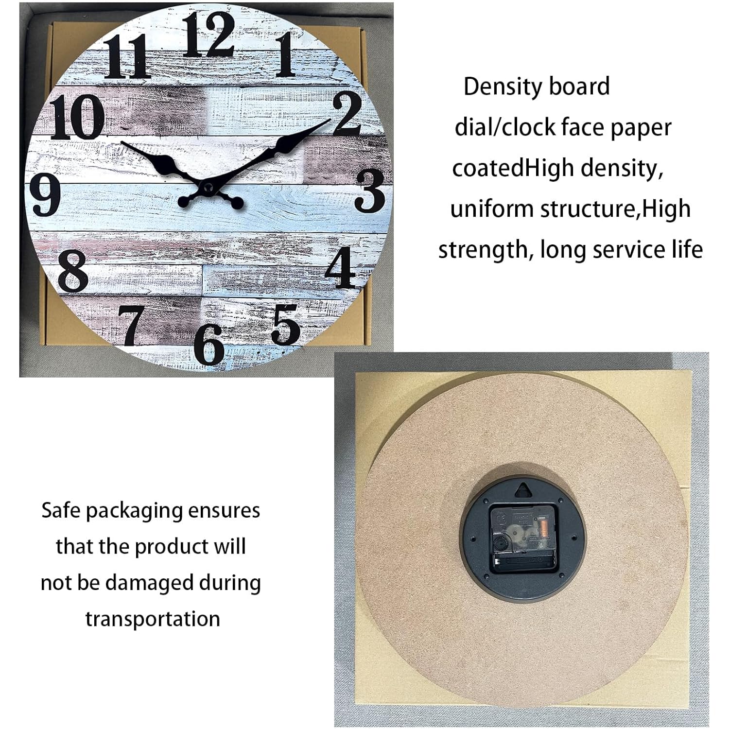 Xnm Blue Wood Wall Clocks Battery Operated 12 Inch | Farmhouse Wall Clocks For Living Room Bedroom Kitchen Office Decor Analog Rustic Wall Clock Silent (Mdf No Solid Wood)