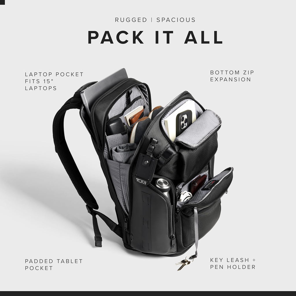 Tumi - Alpha Bravo Nomadic Backpack - Men'S Durable Carry On Bag - 18.8" X 15.0" X 9.0" - Fits Up To 15" Laptop - Black