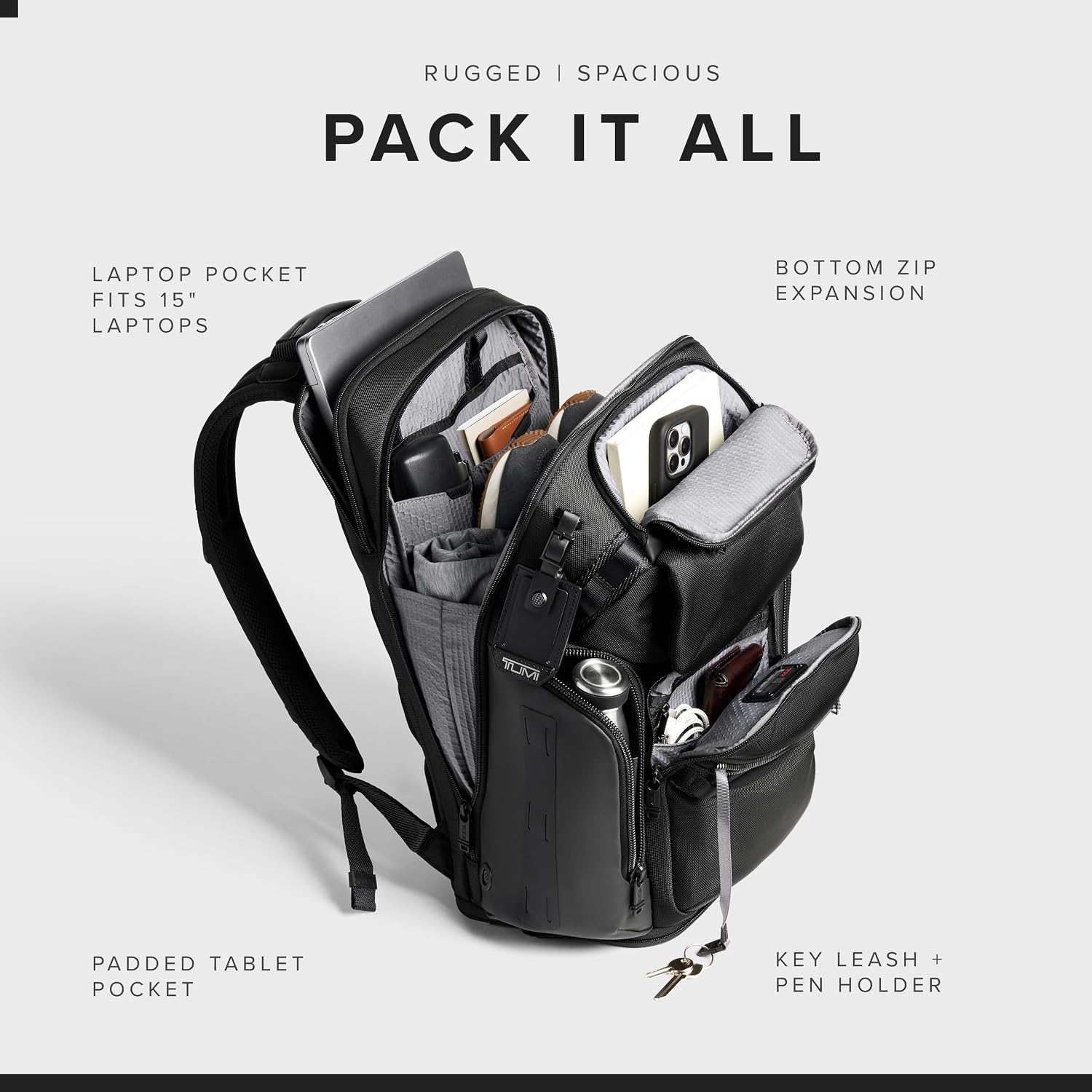 Tumi - Alpha Bravo Nomadic Backpack - Men'S Durable Carry On Bag - 18.8" X 15.0" X 9.0" - Fits Up To 15" Laptop - Black