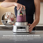 Ninja Foodi Personal Blender | Smoothie Bowl Maker with Storage Lid, Nutrient Extractor and Mixer | 1200-Peak-Watt smartTORQUE Motor | Hybrid Edge Blades, (2) 24-oz. Cups | Silver | SS101