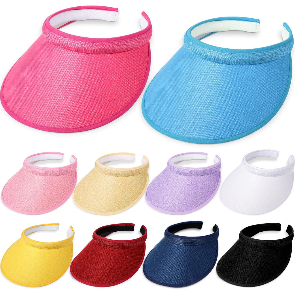Jiuguva Sun Visor for Women Wide Brim Golf Clip on Visor Hat Adjustable Large Beach Cap for Men Women Travel Sport