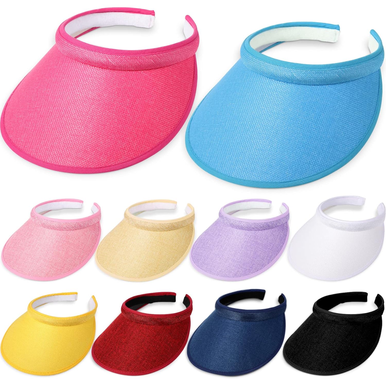 Jiuguva Sun Visor for Women Wide Brim Golf Clip on Visor Hat Adjustable Large Beach Cap for Men Women Travel Sport