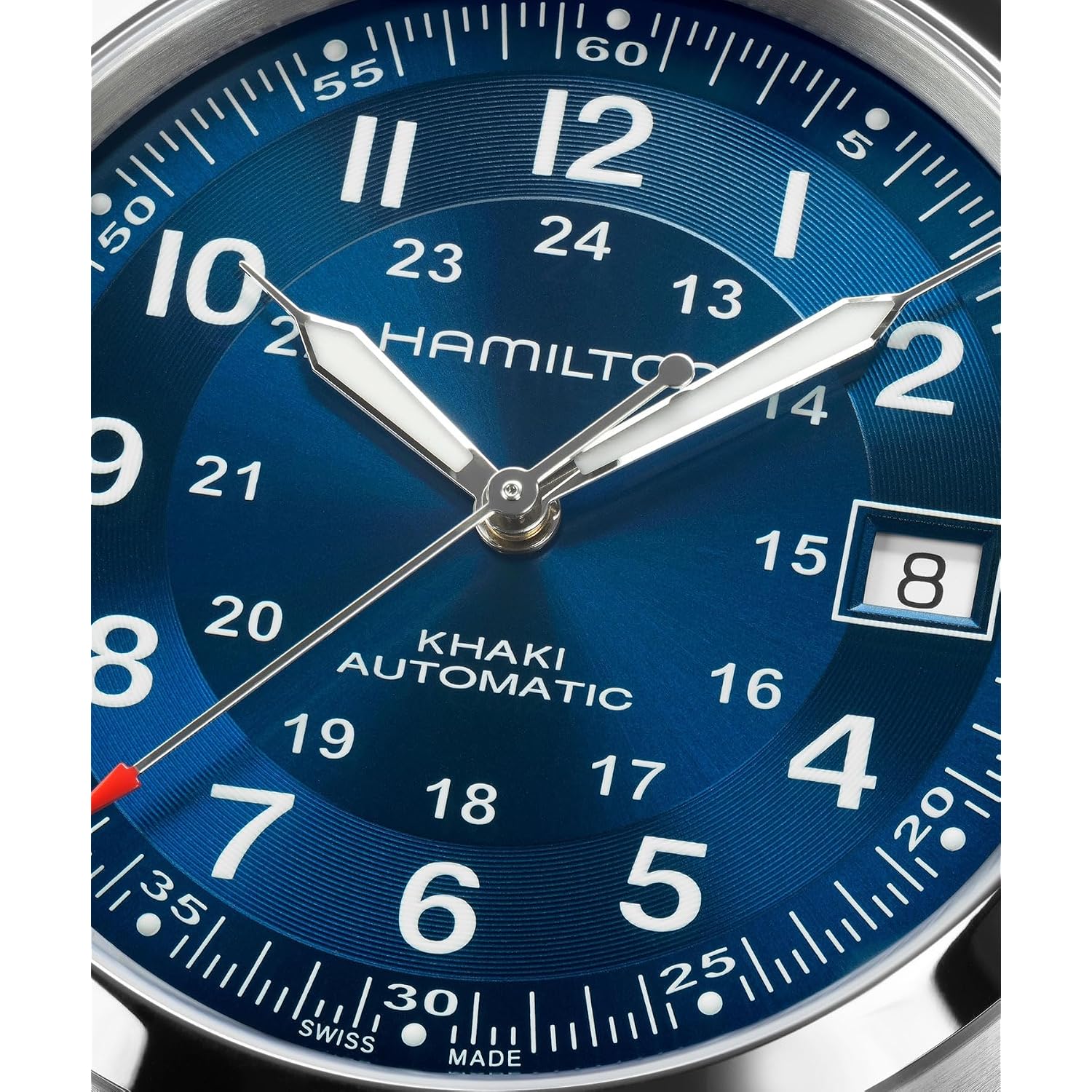 Hamilton Khaki Field Automatic Unisex Watch, 38Mm Stainless Steel Case, Swiss Made, Blue Dial Analog Wrist Watch Unisex 100 Meters Water Resitance, Sapphire Crystal, 3-Hand Movement, Leather Strap