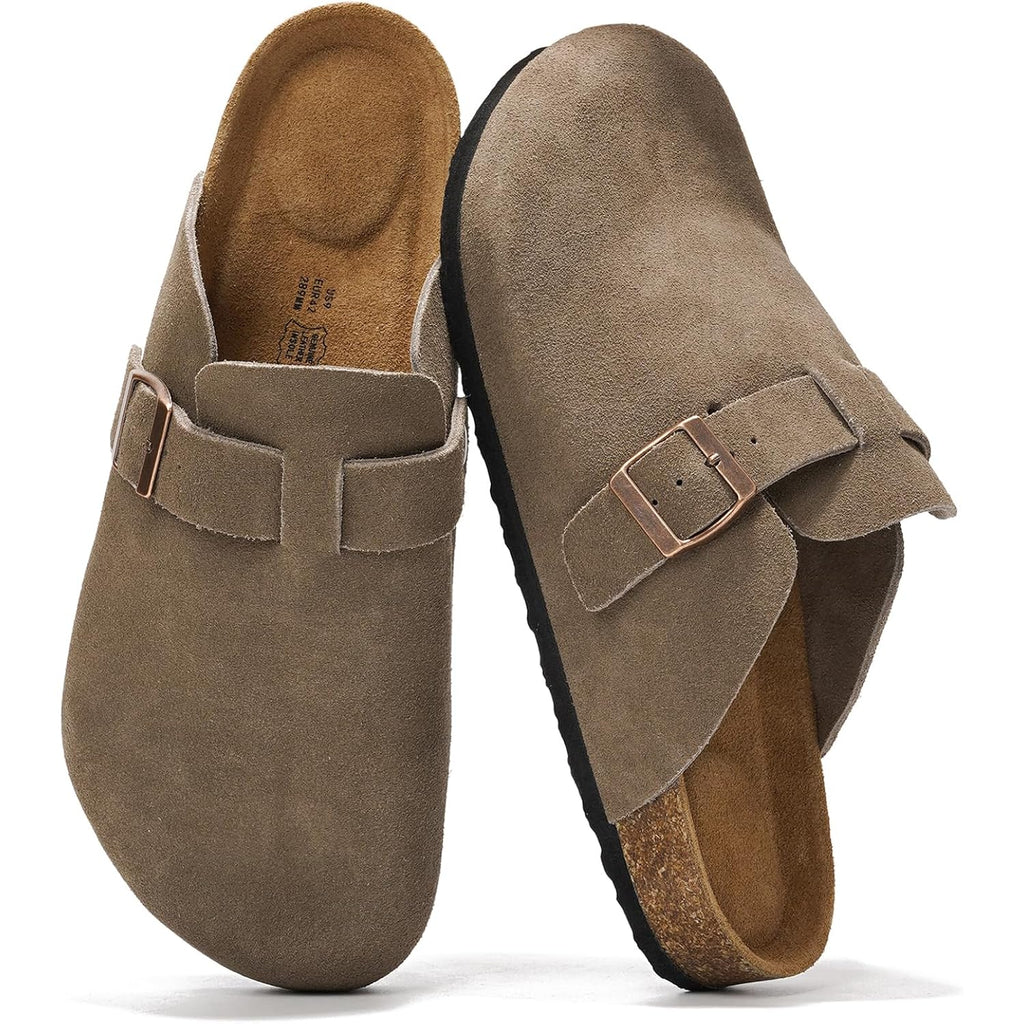 Project Cloud Mens Clogs - 100% Full Grain Genuine Leather Clogs For Men With Memory Foam Insole And Arch Support Natural Cork Footbed - Non Slip Mules Mens Slippers (Brooklyn)