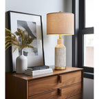 Usumkky 25" Table Lamps Set Of 2 - Modern Bedside Lamps For Living Room - White Washed Ceramic Nightstand Lamps For Bedroom