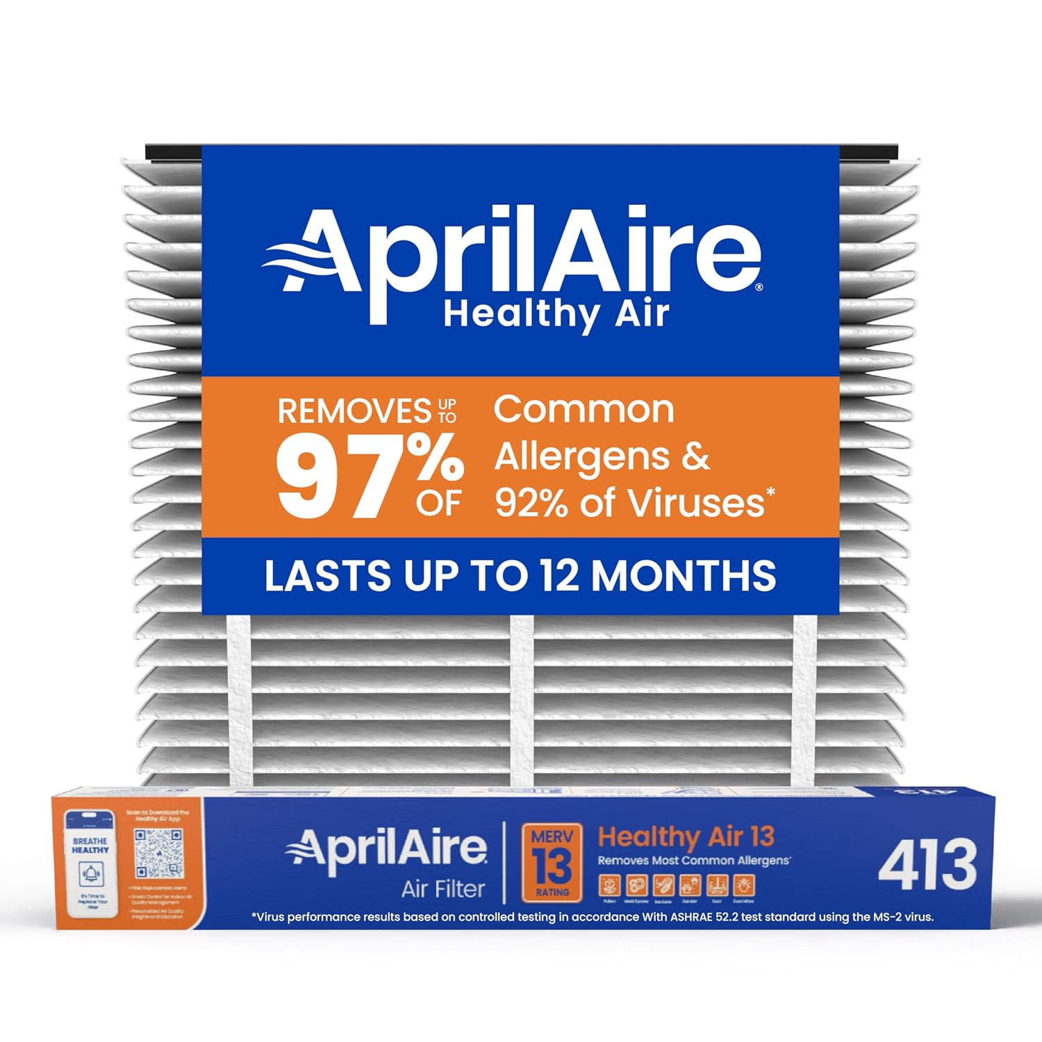 Genuine Aprilaire 413 Replacement Filter For Aprilaire Whole House Air Purifiers - Merv 13, Healthy Home Allergy, 16X25X4 Air Filter (Pack Of 1)