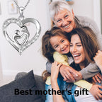 Mothers Day Gifts for Women 925 Sterling Silver Mother and Daughter Son Love Heart Pendant Necklace Jewelry Gifts for Grandmother Mom Daughter Wife