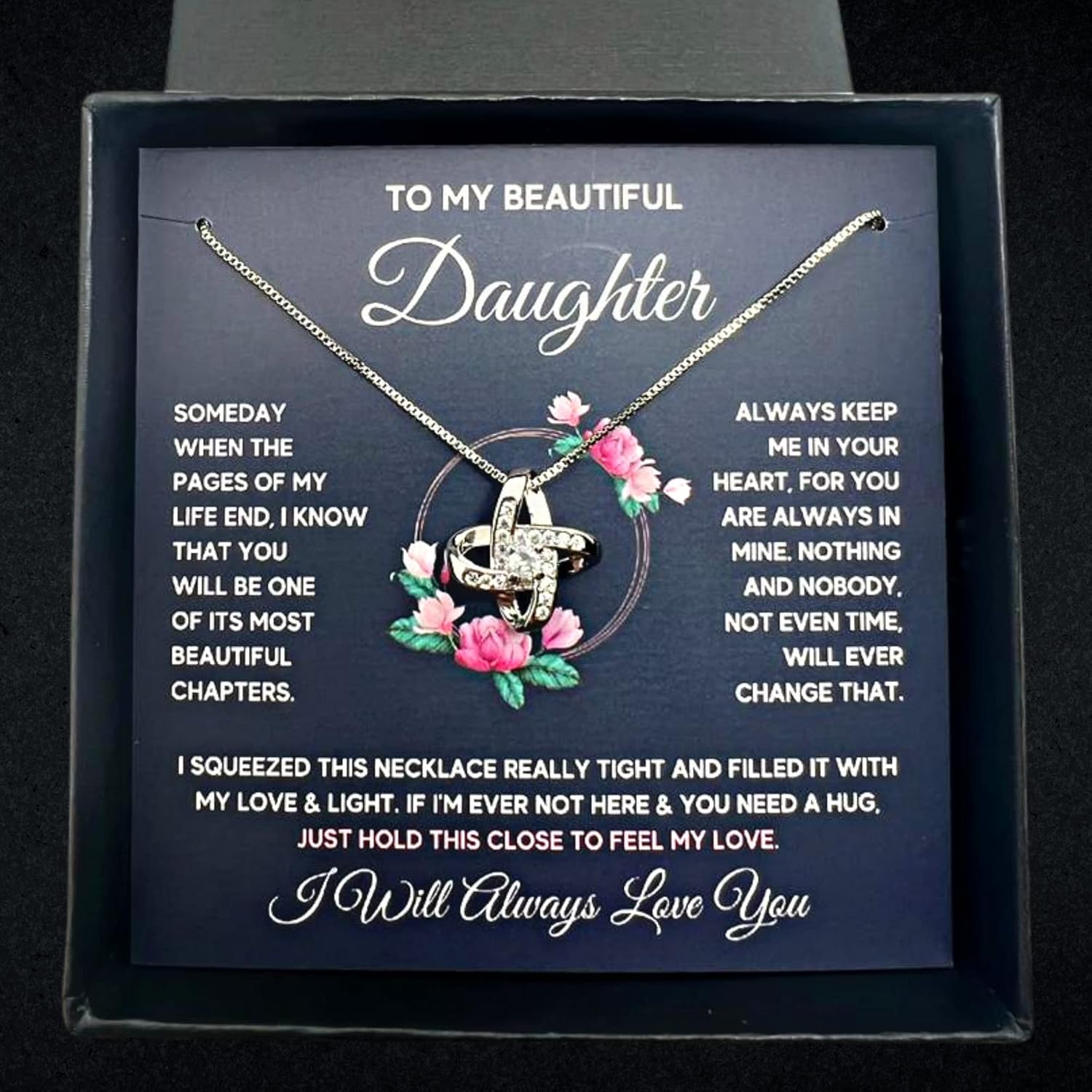 Daughter Gift From Mom Mother Daughter Necklace Birthday Graduation Christmas Jewelry Gifts For My Beautiful Daugther Adult with Message Card and Box