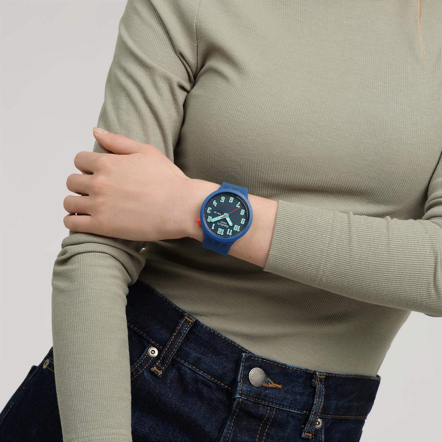 Swatch Big Bold Unisex Watch Casual Polymer Blue Automatic Waterproof Essentially Bold