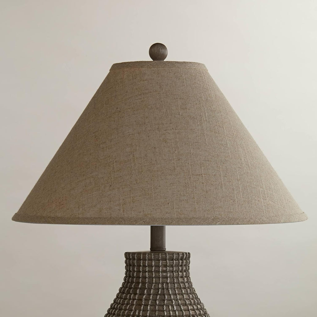 Fine Burlap Large Empire Lamp Shade (Pre-Assembled) 6" Top X 19" Bottom X 10.5" High X 12" Slant (Spider) Replacement With Harp And Finial