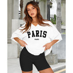 Oversized Tshirts for Women V Neck Short Sleeve Summer Casual Basic Loose Tops 2026 Aa-white Black Letters
