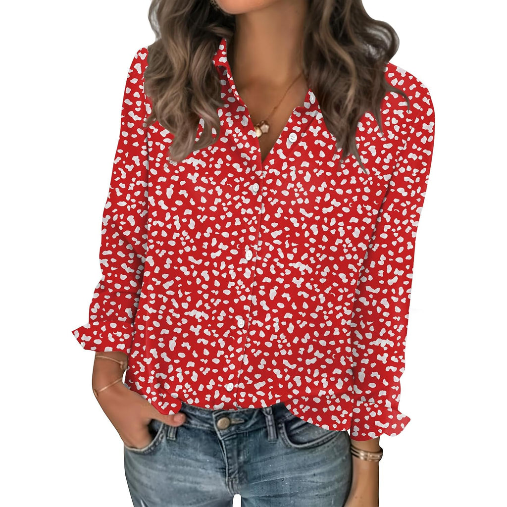 Zeagoo Women Blouses Chiffon Long Sleeve Button Down Shirts Business Causal Dressy Work Top V Neck Summer Spring Clothes