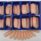 LoveOurHome 100pc Coffin Press on Nails Long Ballerina False Nails Artificial Glossy Acrylic Tips Full Cover for Women Kids (Beige)