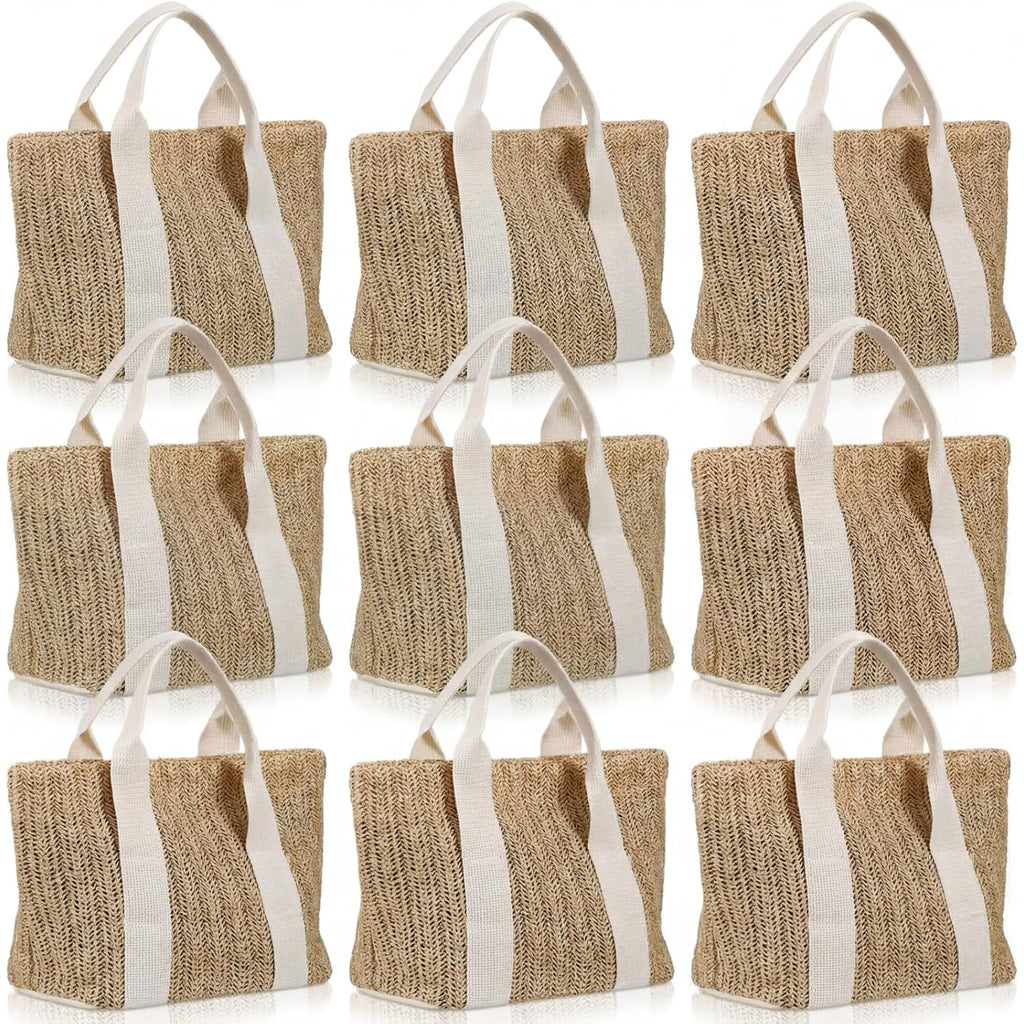Paterr Mini Beach Straw Bags For Bachelorette Favors Burlap Tote Bag With Handle For Bridesmaid Bridal Shower Gifts