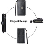 Lavemi Womens Large Capacity Genuine Leather RFID Blocking Wallets Wristlet Clutch Card Holder