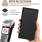 Womens Wallet, Extra Slim RFID Wallets, Leather Bifold Clutch Billfold Purse, with 11 Card Slots & ID Window, Cute Credit Card Holder Purse for Ladies Girls (Black)