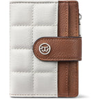 Bostanten Small Wallet For Women Leather Rfid Blocking Card Holder Bifold Compact Wallets With Zipper Coin Pocket Beige＆Brown