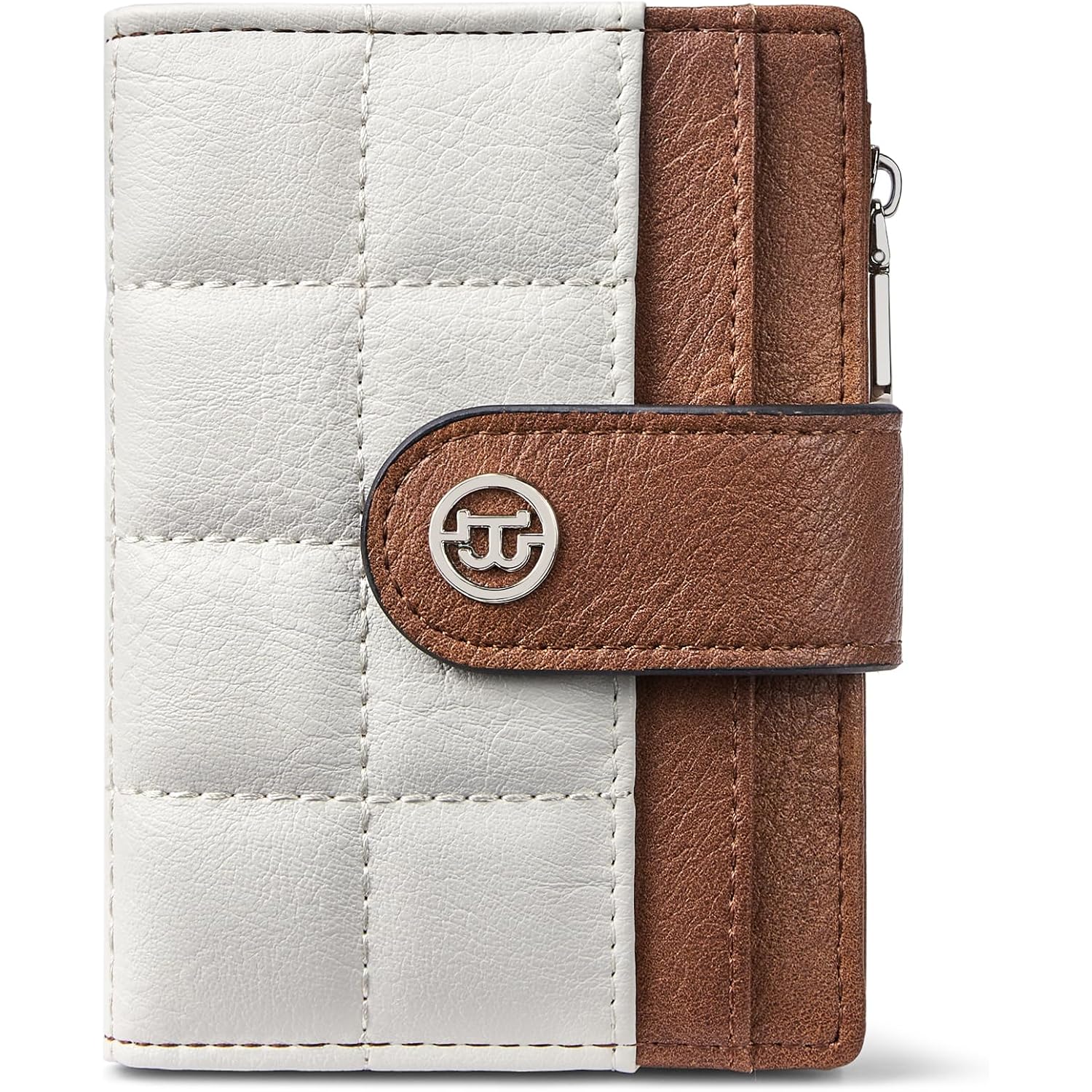 Bostanten Small Wallet For Women Leather Rfid Blocking Card Holder Bifold Compact Wallets With Zipper Coin Pocket Beige＆Brown