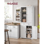 Vasagle Pantry Cabinet, Tall Storage Cabinet With Drawer, 71.7-Inch | Freestanding Cupboard With 2 Cabinets, 4 Adjustable Shelves, 6 Door Shelves, White, Ubbc561P31V2