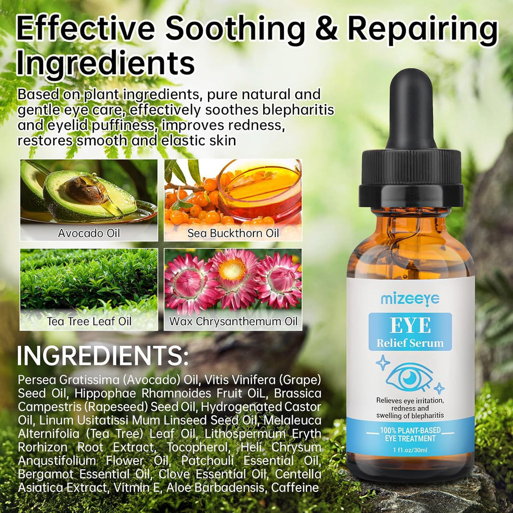 Eye Serum For Chalazion & Blepharitis, 30Ml Chalazion Remover For Eyelid, Blepharitis Eyelid Serum With Avocado Oil, Sea Buckthorn Oil & Caffeine, Relieve Puffiness And Eye Fatigue