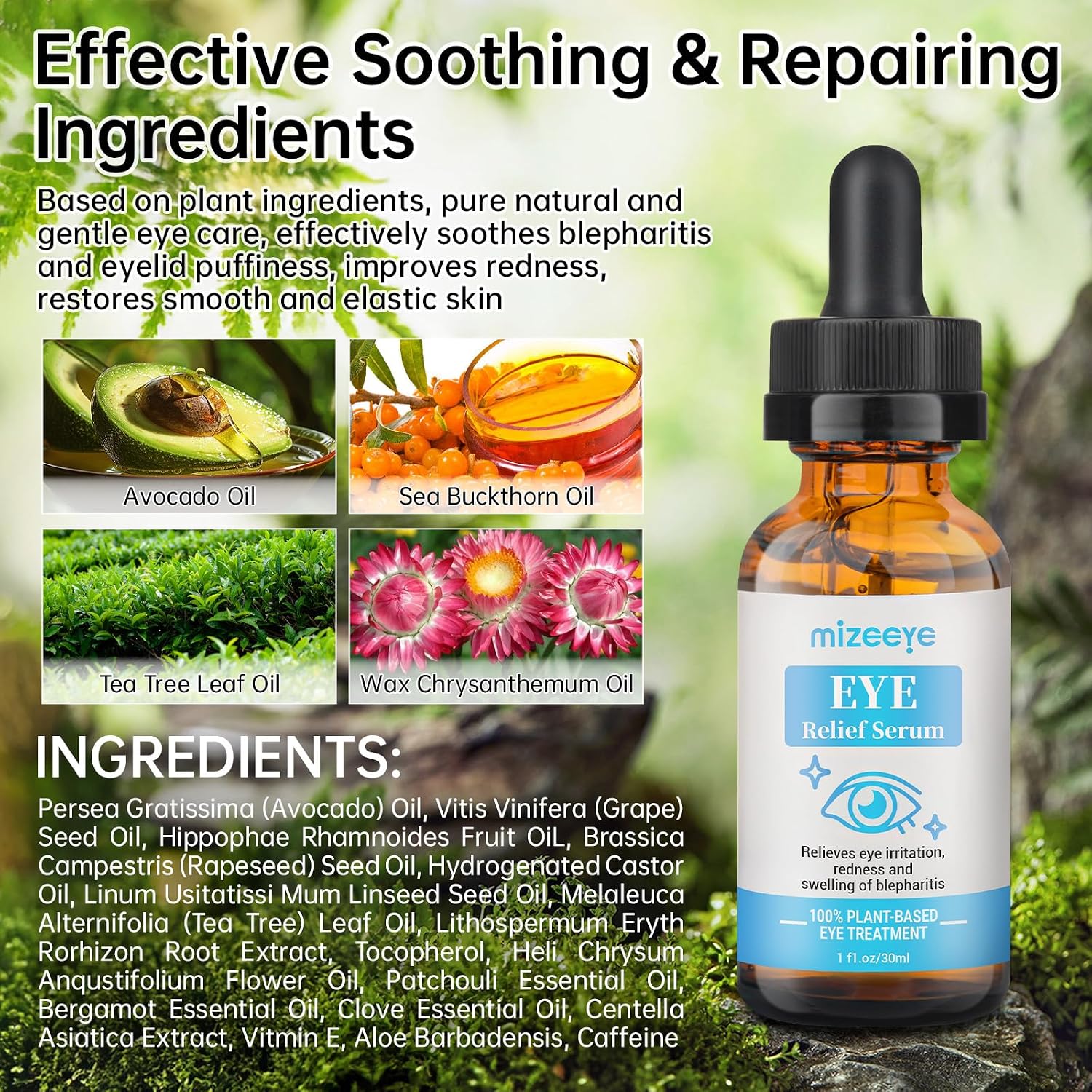Eye Serum For Chalazion & Blepharitis, 30Ml Chalazion Remover For Eyelid, Blepharitis Eyelid Serum With Avocado Oil, Sea Buckthorn Oil & Caffeine, Relieve Puffiness And Eye Fatigue