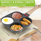 4-Cup Egg Pan, Premium Egg Pans Nonstick, Omelette Pan with Lid , Healthy Egg Frying Pan for Breakfast, Egg Sandwich, Hamburger, Pancake, Egg Skillet Suitable for Gas Stove & Induction Cookware