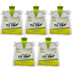 Rescue! Outdoor Disposable Fly Trap – Hanging Fly Catcher With Attractant Bait, Fly Bag For Patio, Yard, Trash & Farm Areas – Easy-To-Use Outdoor Fly Control - 5 Traps