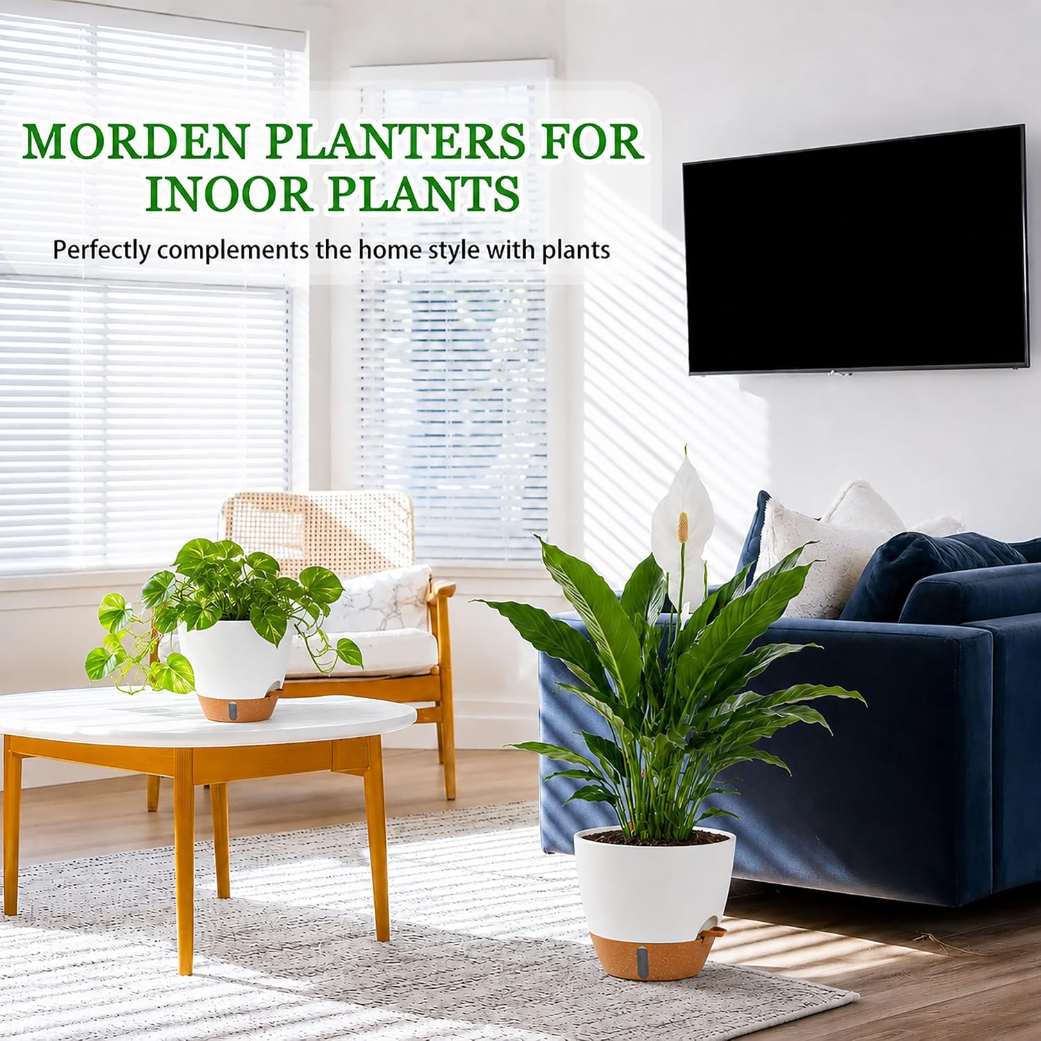 8/10/12 Inch Self Watering Pots For Indoor/Outdoor Plants | Large Plastic Planter With Drainage Holes, Water Level Indicator & Deep Reservoir, Modern Decorative Flower Pots, White