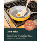 Caraway Non-Stick Ceramic Cookware Set (12 Piece) Pots, Pans, Lids And Kitchen Storage - Pfas & Pfoa Free - Oven Safe Pan Set & Compatible With All Stovetops - Cream
