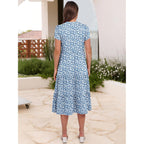 Anrabess Women'S Summer Casual Short Sleeve V Neck Midi Dresses 2026 Spring Flowy A-Line Tiered T Shirts Boho Beach Dress