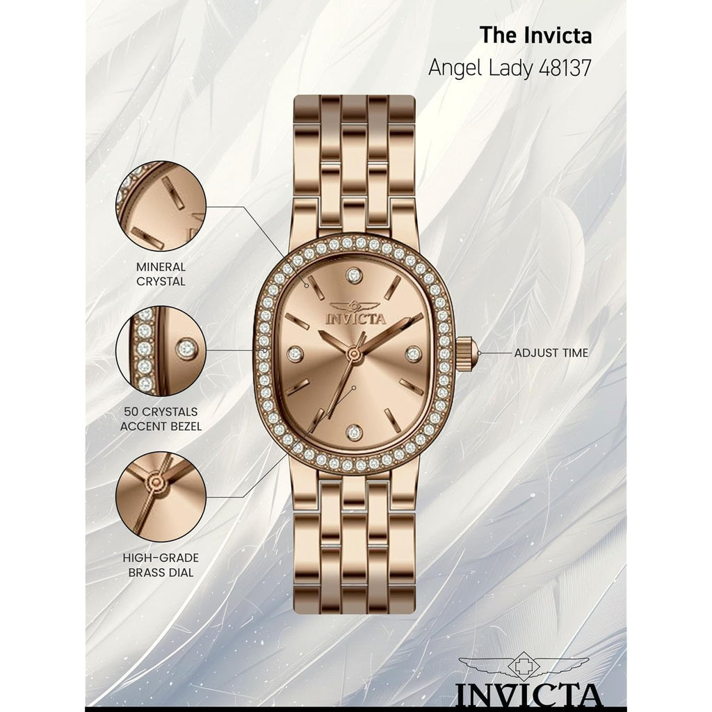 Invicta Angel Lady 20Mm Stainless Steel Rose Gold Silver+Rose Gold Dial Pc21J Quartz
